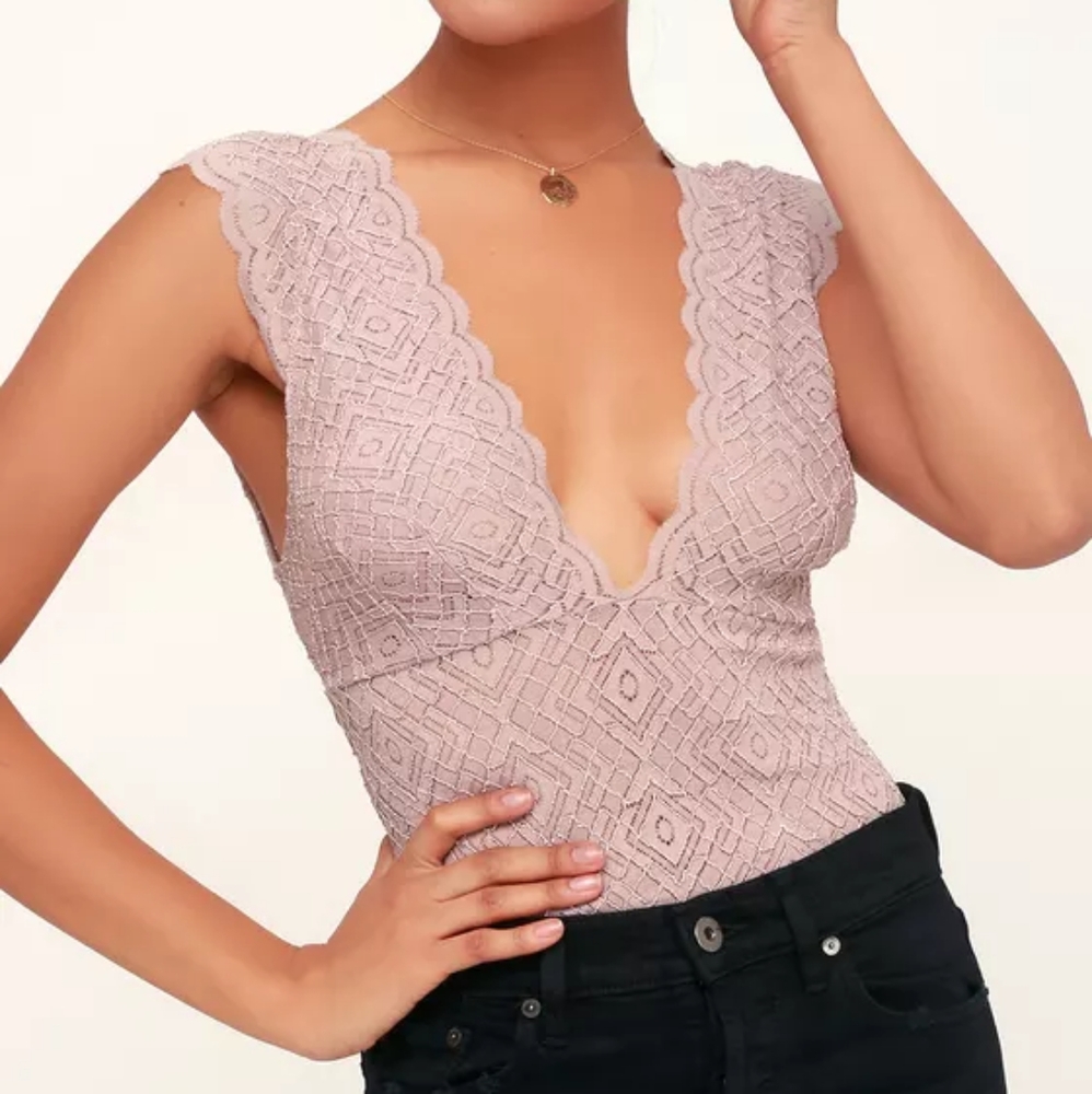 Free People Mauve back detail Bodysuit